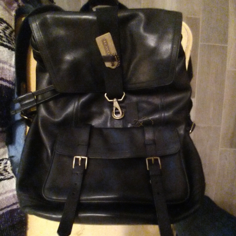 Authentic full leather coach backpack
